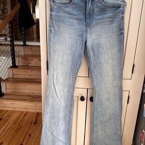 Express High Rise Flare Jeans Size 4R Medium Wash